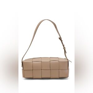 BNWT Made In Italy Leather Woven Shoulder Bag in Tan/Beige